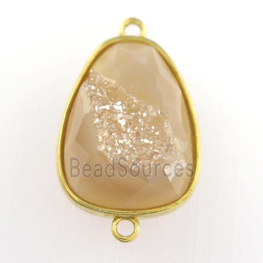 gold champagne Druzy Agate teardrop connector