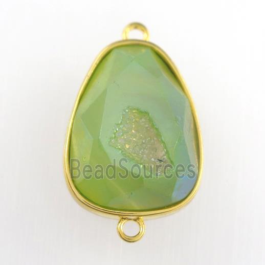 green Druzy Agate teardrop connector