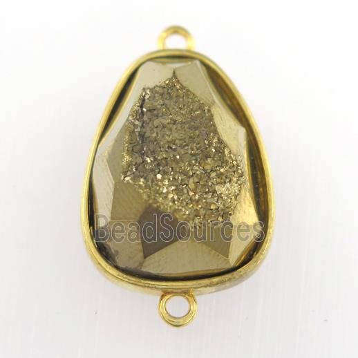 gold Druzy Agate teardrop connector