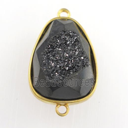 black Druzy Agate teardrop connector