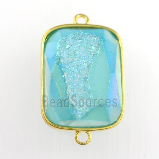 peacock green Druzy Agate rectangle connector