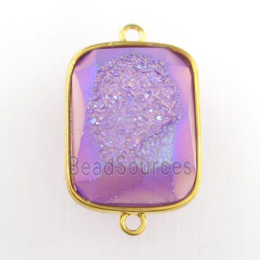 purple Druzy Agate rectangle connector