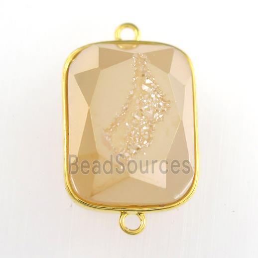 gold champagne Druzy Agate rectangle connector