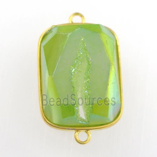 green Druzy Agate rectangle connector