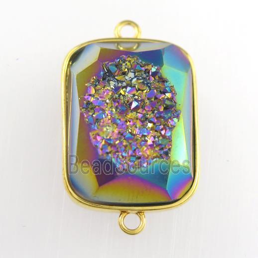 rainbow Druzy Agate rectangle connector