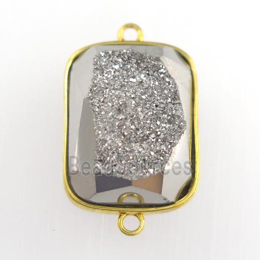 silver Druzy Agate rectangle connector