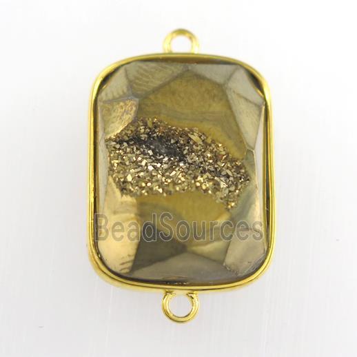 golden Druzy Agate rectangle connector