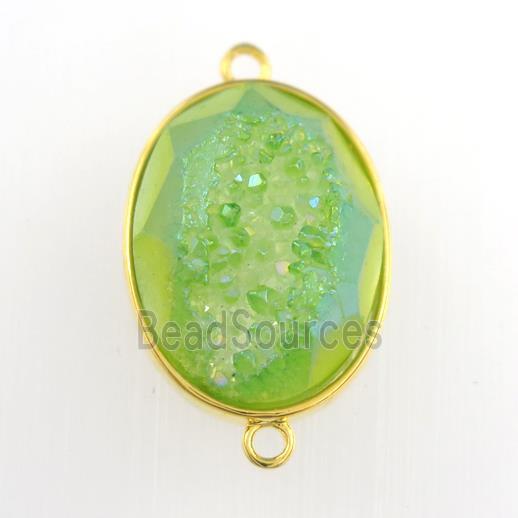 green Druzy Agate oval connector