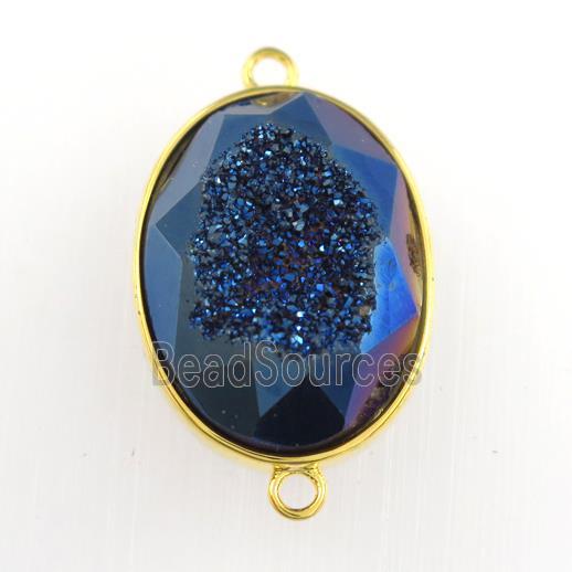 blue Druzy Agate oval connector