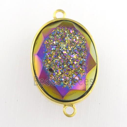 rainbow Druzy Agate oval connector