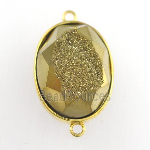 gold Druzy Agate oval connector