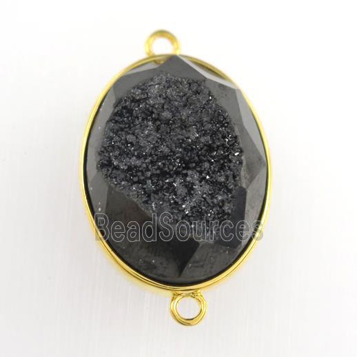 black Druzy Agate oval connector