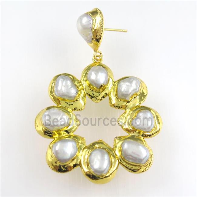 pearl earring, gold plated