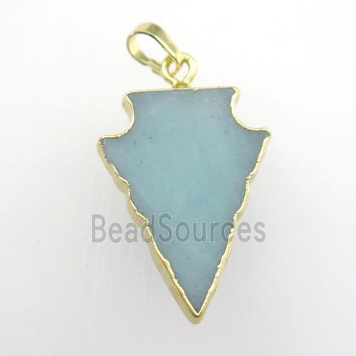 Amazonite pendant, arrowhead, gold plated