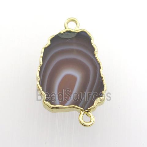 botswana agate connector, berry, gold plated