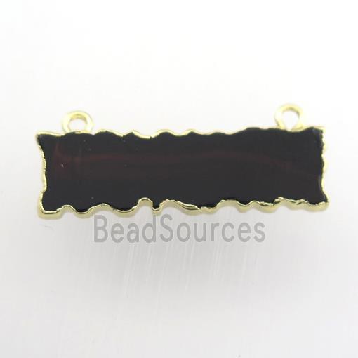 black onyx agate pendant, rectangle, gold plated