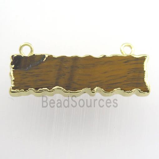 yellow Tiger eye stone pendant, rectangle, gold plated