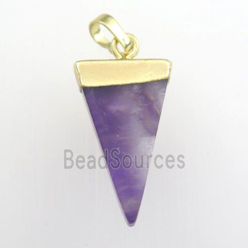 Amethyst pendant, triangle, gold plated