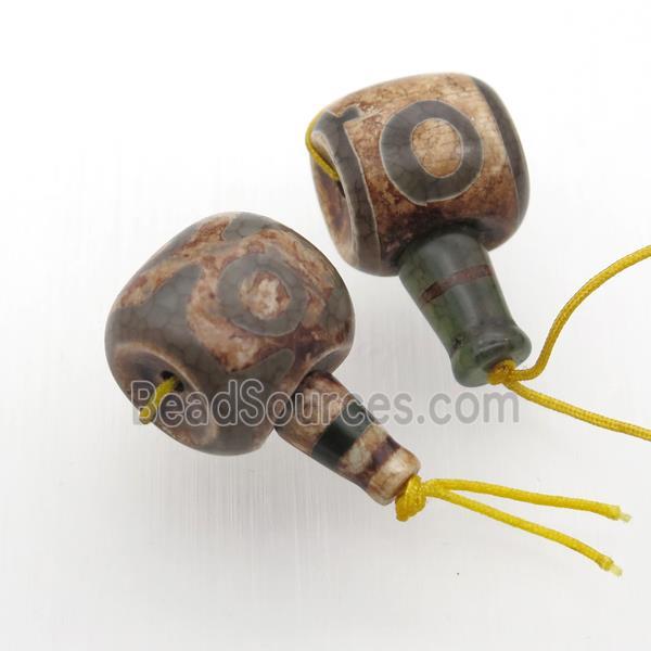 Tibetan Agate Guru Beads, 3holes, Buddhist jewelry