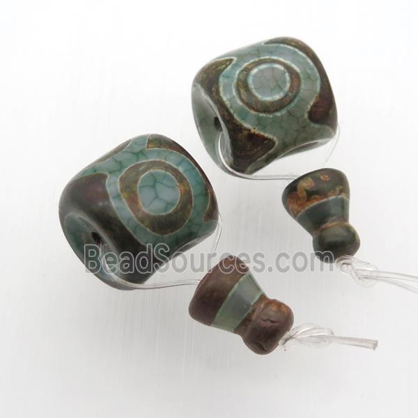 Tibetan Agate Guru Beads, 3holes, Buddhist jewelry