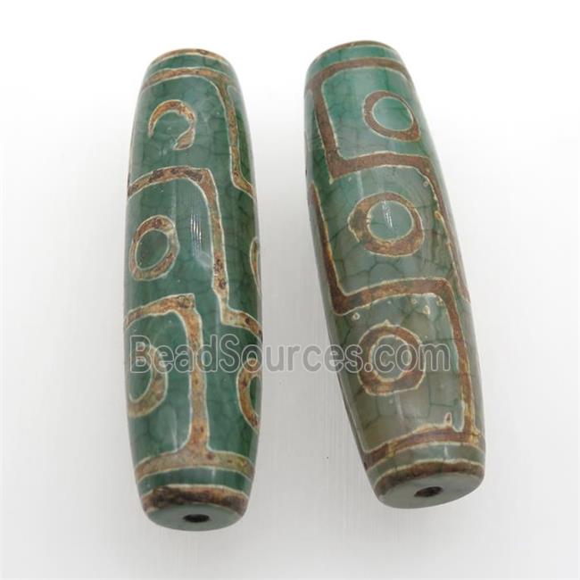 green Tibetan Dzi rice Beads, eye