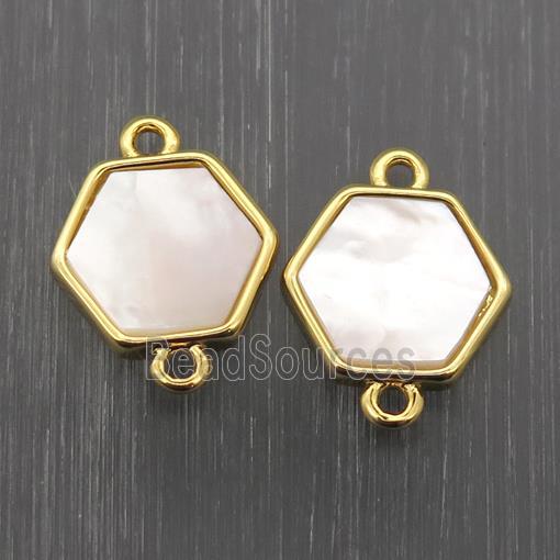 white Pearlized Shell hexagon connector