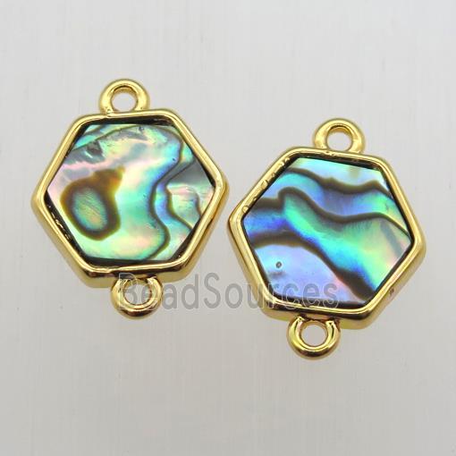 rainbow Abalone Shell hexagon connector