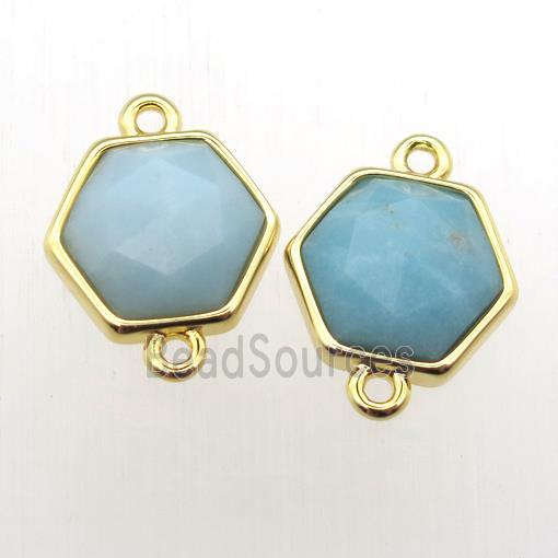 blue Amazonite hexagon connector