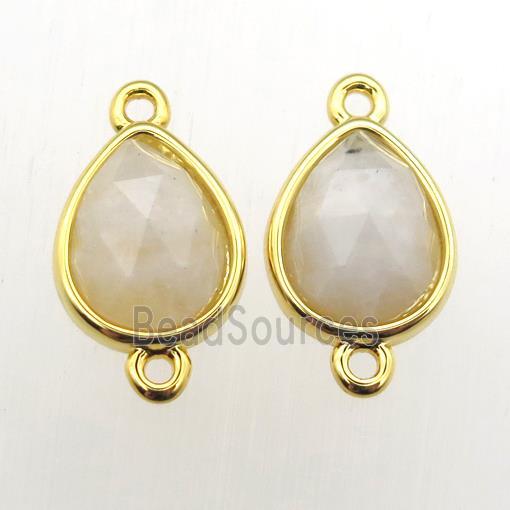 white MoonStone teardrop connector