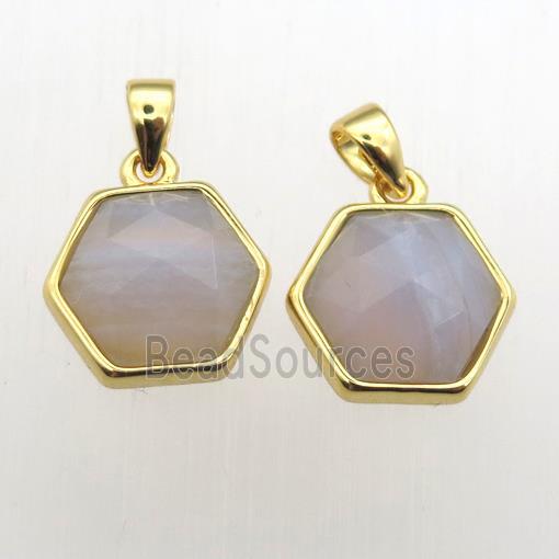 Blue Lace Agate hexagon pendants