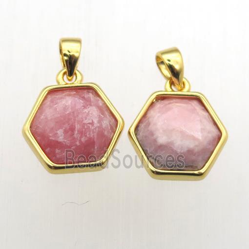 pink Rhodonite hexagon pendants