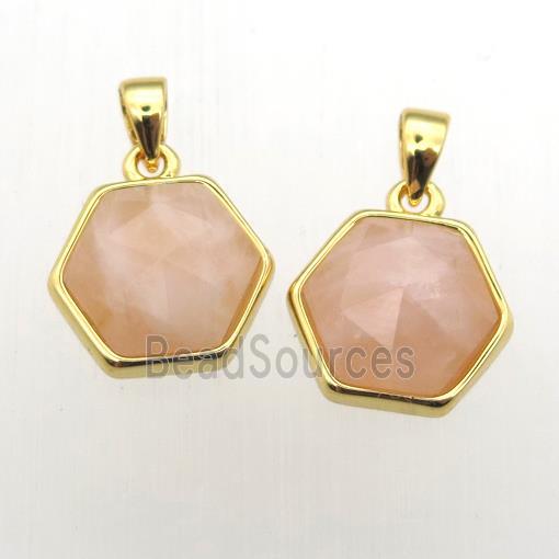 yellow MoonStone hexagon pendants