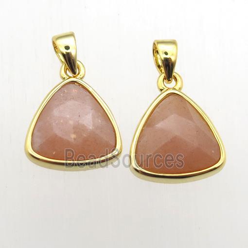 peach SunStone triangle pendant