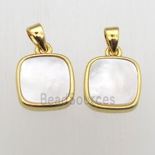 white Pearlized Shell square pendant