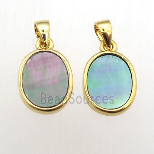 gray Abalone Shell oval pendant