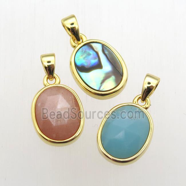 mixed Gemstone oval pendant