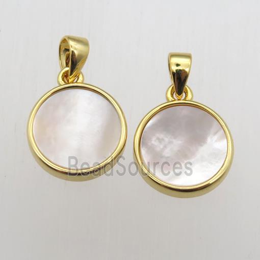 white Pearlized Shell circle pendants