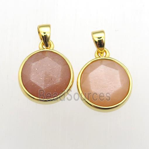 peach SunStone circle pendants