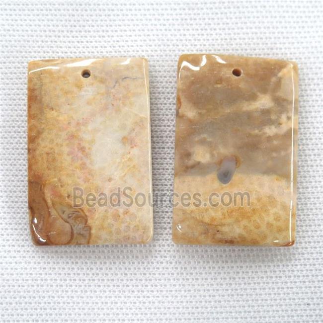 yellow Coral Fossil pendants, rectangle