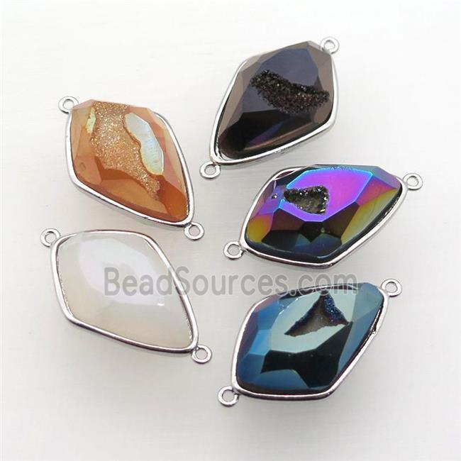 Agate Druzy teardrop connector, mixed color