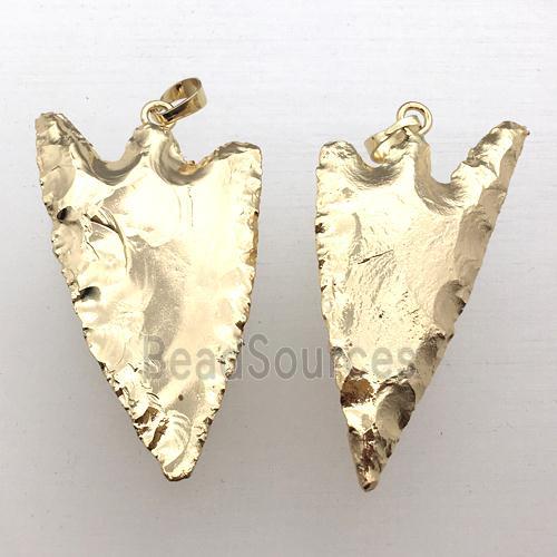 hammered Agate arrowhead pendant, gold plated