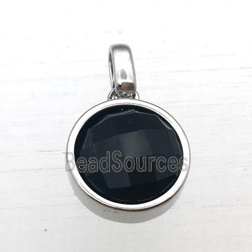 black Onyx Agate circle pendant