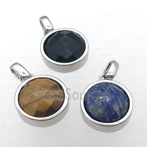 mixed gemstone circle pendant