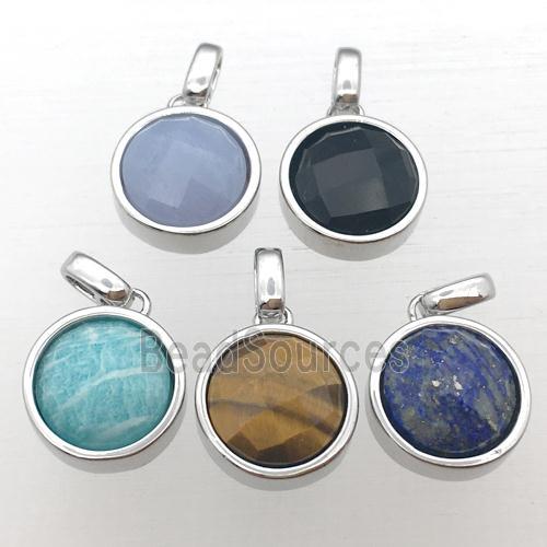 mixed gemstone circle pendant