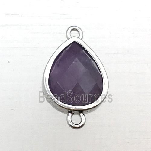 purple Amethyst teardrop connector