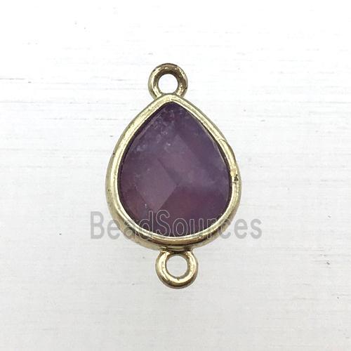 purple Amethyst teardrop connector