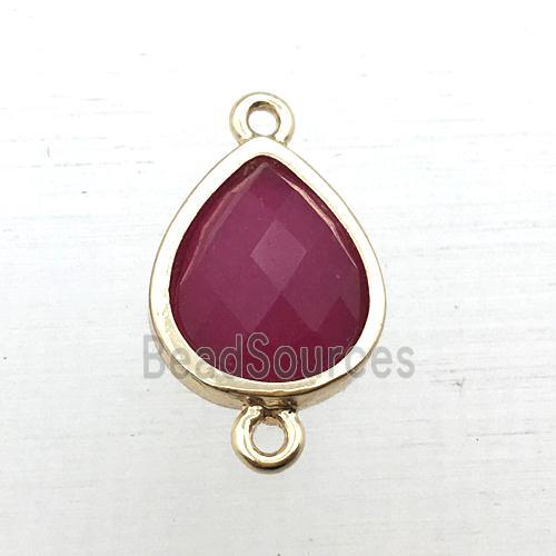 hotpink jade teardrop connector