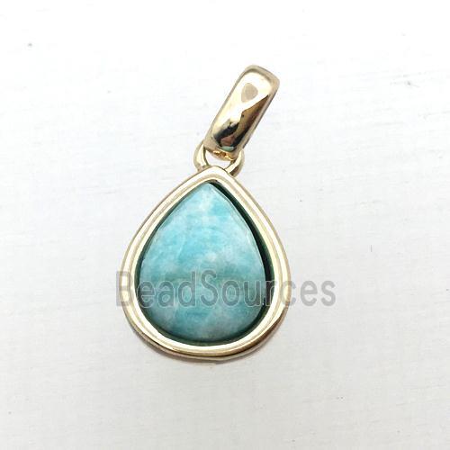 green Amazonite teardrop pendant