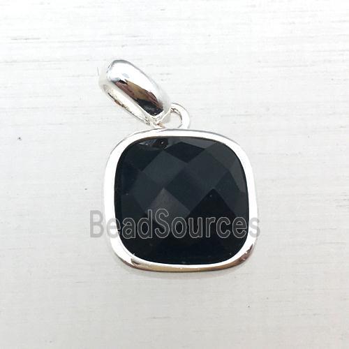 black Onyx Agate square pendant