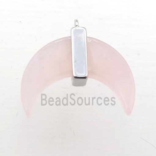 Rose Quartz crescent moon pendant